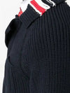 Striped Raglan Stitched Cotton Cardigan Navy - THOM BROWNE - BALAAN 3