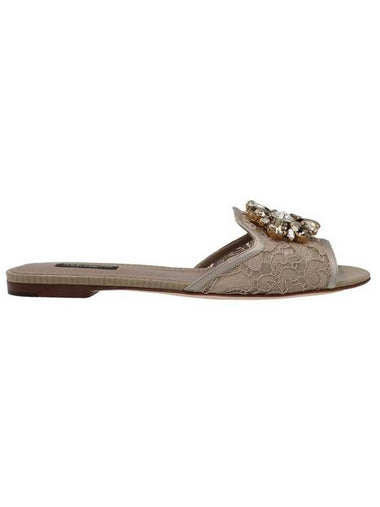 crystal flower lace sandals beige - DOLCE&GABBANA - BALAAN 1