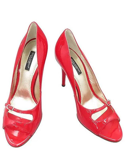 7592 Red color enamel open toe pumps women s shoes 245MM - DOLCE&GABBANA - BALAAN 2