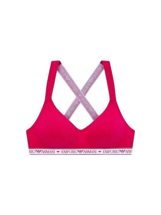 UNDERWEAR Women's Cross Logo Band Bralette Bra Dark Pink 270546 - EMPORIO ARMANI - BALAAN 1