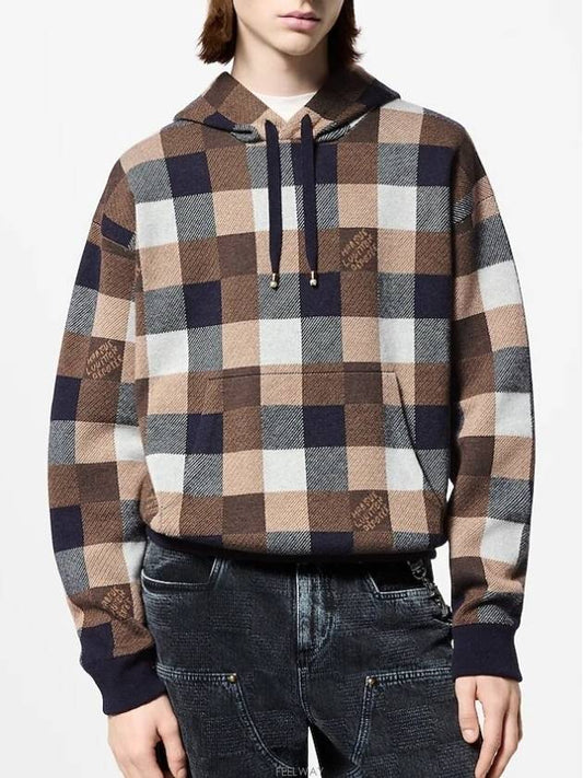 1AFXJY Damier cashmere and wool blend hoodie - LOUIS VUITTON - BALAAN 1