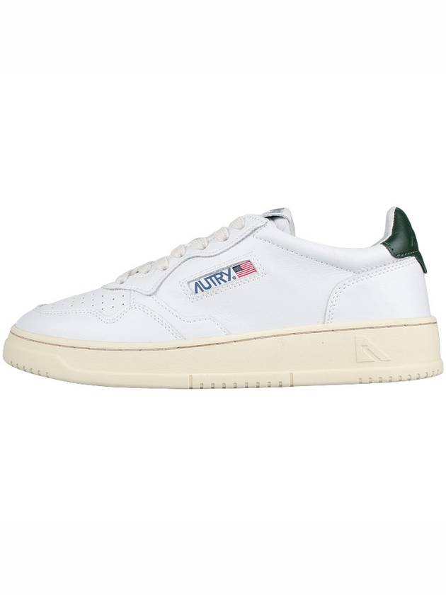 Men's Medalist Leather Low Top Sneakers White Green - AUTRY - BALAAN 4