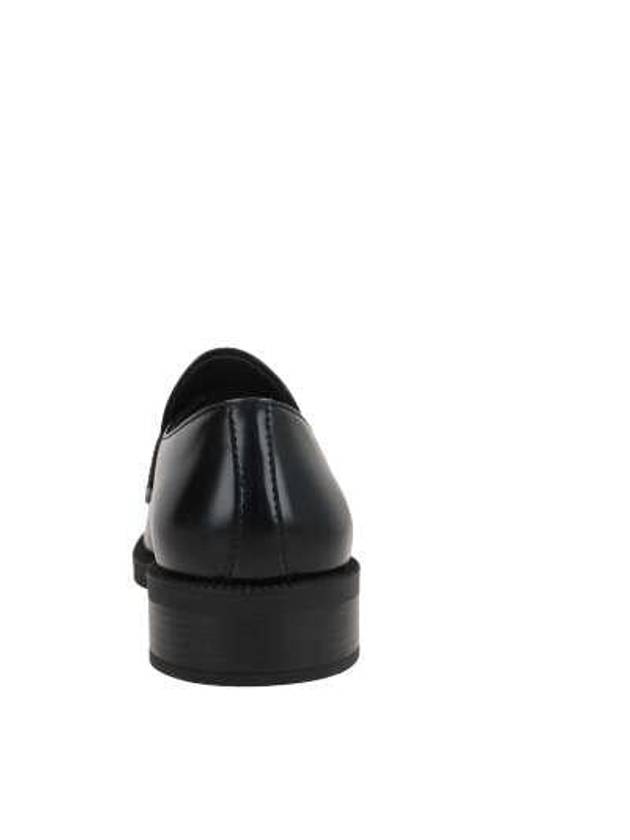 Triangular logo brushed leather loafers black - PRADA - BALAAN 4