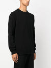 Logo Patch Crew Neck Wool Knit Top Black - STONE ISLAND - BALAAN 4