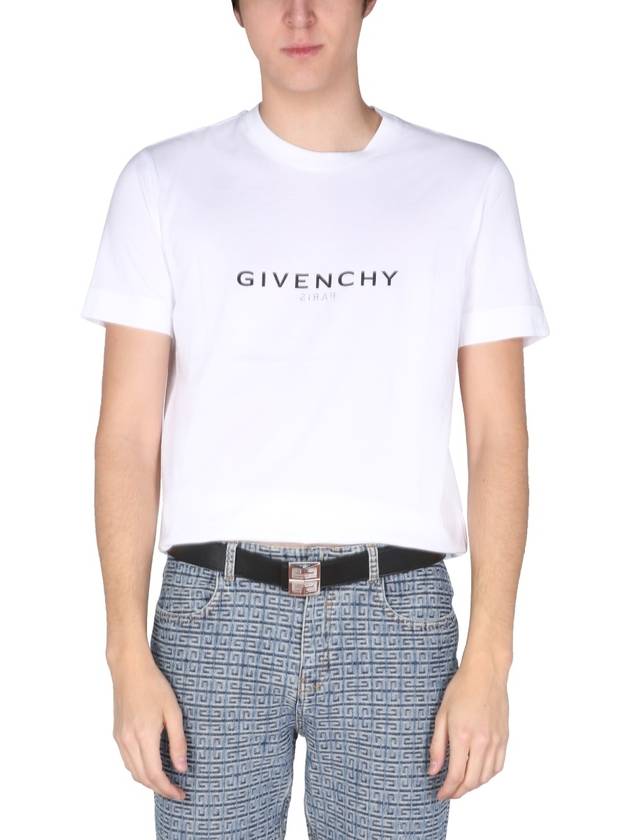 Men's Reverse Logo Round Slim Short Sleeve T-Shirt White - GIVENCHY - BALAAN 3