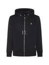 Dundas Logo Patch Cotton Zip Up Hoodie Black - MOOSE KNUCKLES - BALAAN 2