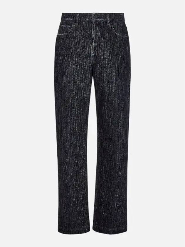 Men's Monogram Button Detail Denim Straight Jeans Blue - FENDI - BALAAN 4