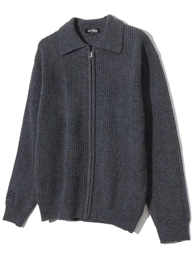 Lambswool collar knit full zip-up MGREY - 20THHOLE - BALAAN 1