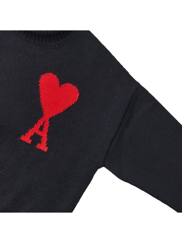 Heart Logo Knit Turtleneck Black - AMI - BALAAN 5