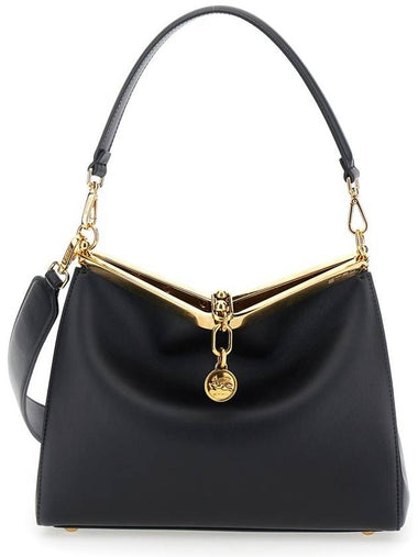 'Medium Vela' Black Shoulder Bag With Logo And Pegasus Charm In Leather Woman - ETRO - BALAAN 1