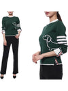 4 Bar Fine Merino Hector Crew Neck Pullover Knit Top Green - THOM BROWNE - BALAAN 3