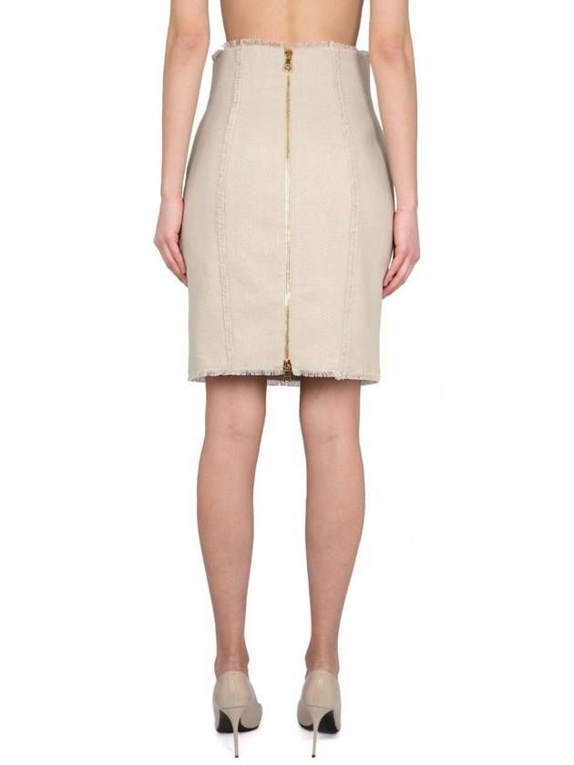 Balmain Linen Midi Skirt - BALMAIN - BALAAN 4