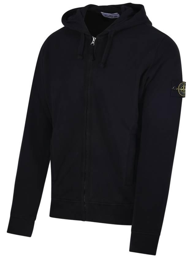 Logo Cotton Zip-Up Hoodie Black - STONE ISLAND - BALAAN 3