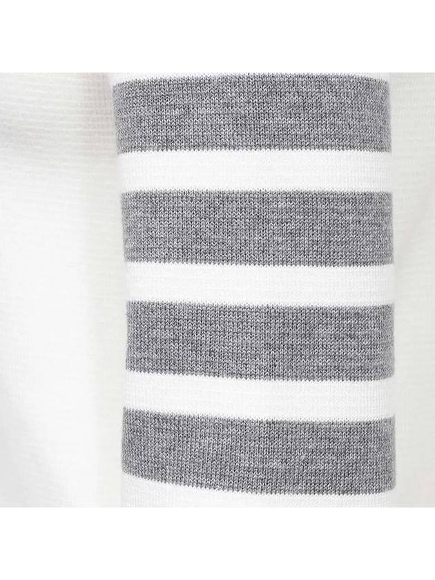 Milano Stitch Crewneck 4-Bar Cotton Crepe Knit Top White - THOM BROWNE - BALAAN 5