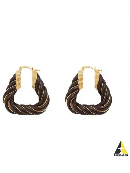 Twisted Triangle Hoop Earrings Brown - BOTTEGA VENETA - BALAAN 2