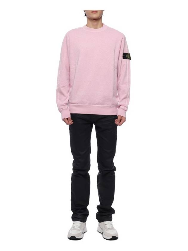 Logo Patch Crew Neck Sweatshirt Pink - STONE ISLAND - BALAAN 4