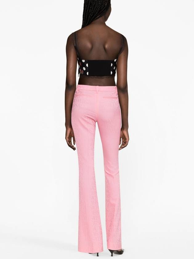 Women's All-Over Logo Pleated Front Wool Straight Pants Pink - VERSACE - BALAAN 5