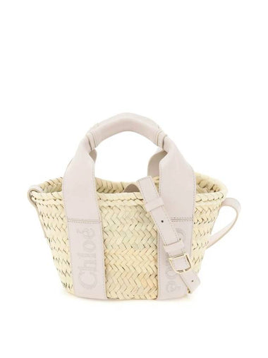 Sense Small Raffia Tote Bag Beige Grey - CHLOE - BALAAN 1