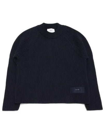 Logo Patch Label Knit Top Navy - AMI - BALAAN 2