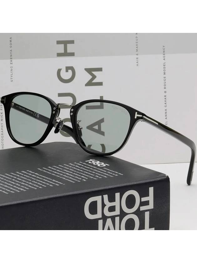 Sunglasses TF1049D 05A gray tint round black horn rim Asian fit - TOM FORD - BALAAN 2