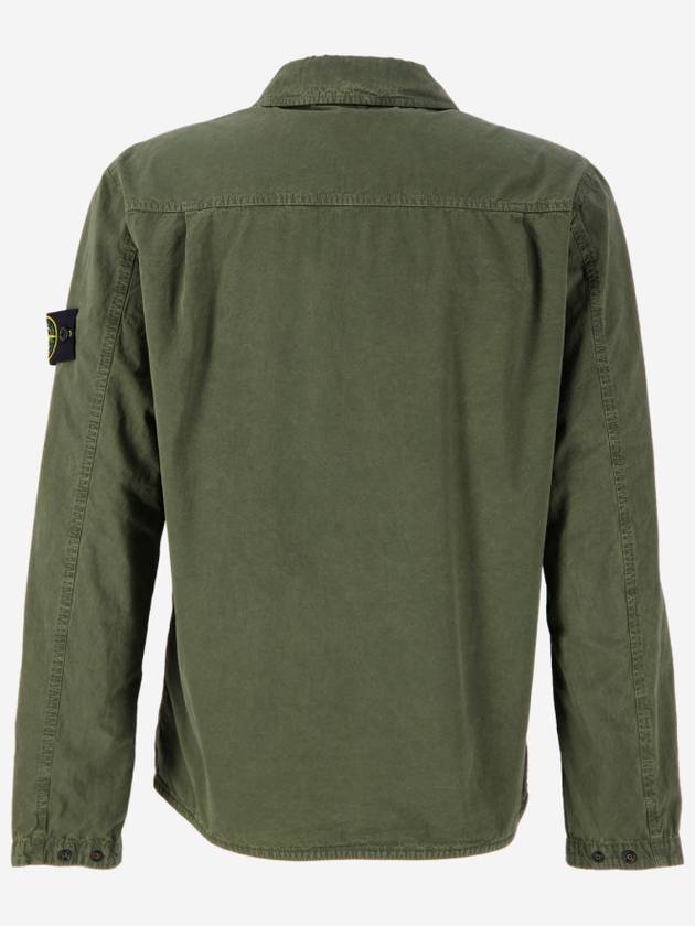 Organic Cotton Shirt Zip Up Jacket Musk - STONE ISLAND - BALAAN 3