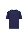 Men's Logo Print Crew Neck Cotton Short Sleeve T-Shirt Navy - CP COMPANY - BALAAN 1