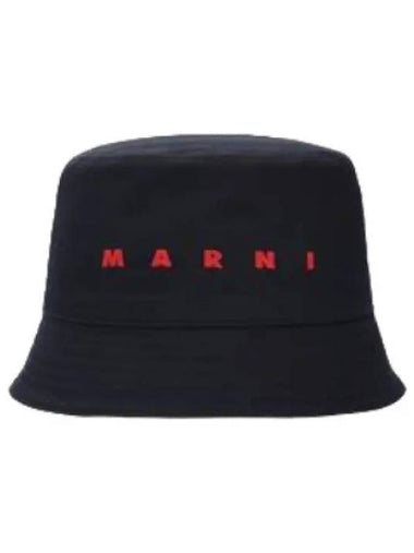 logo bucket hat black - MARNI - BALAAN 1