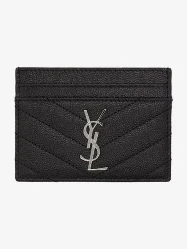 Cassandre Matelasse Card Case In Grain De Poudre Embossed Leather Black - SAINT LAURENT - BALAAN 3