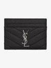 Cassandre Matelasse Card Case In Grain De Poudre Embossed Leather Black - SAINT LAURENT - BALAAN 2