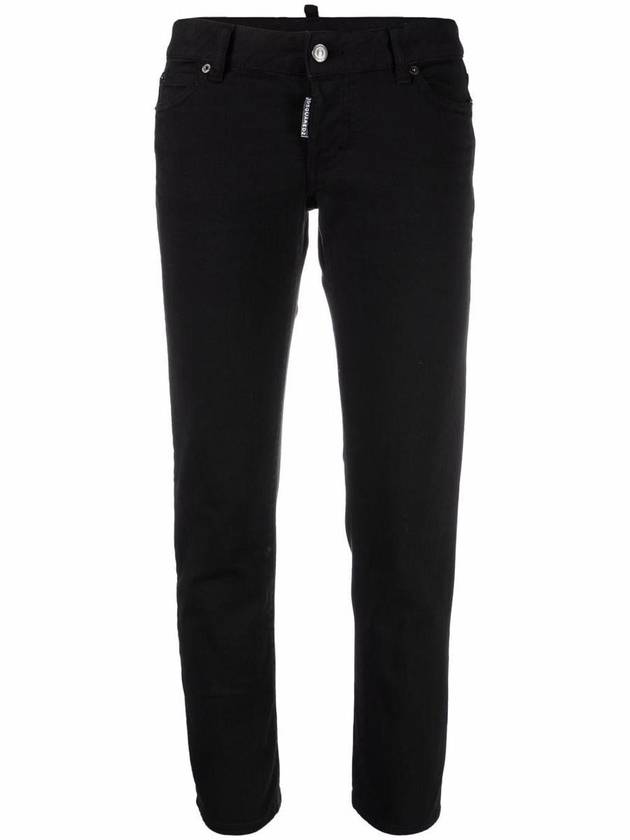 Women's Logo Patch Skinny Jeans Black - DSQUARED2 - BALAAN 2