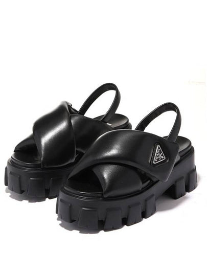 Monolith Padded Nappa Leather Sandals Black - PRADA - BALAAN 2