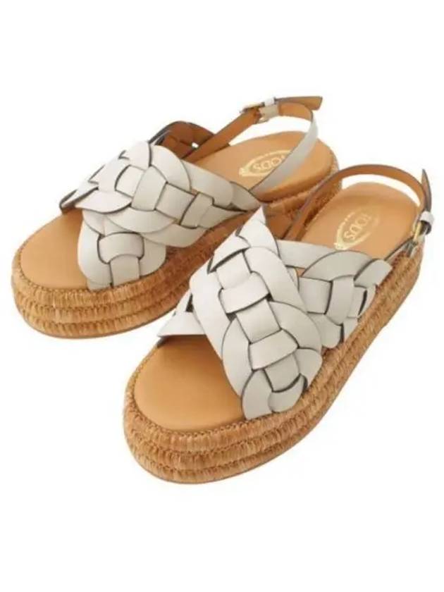 Platform Leather Woven Sandals White - TOD'S - BALAAN 2