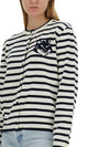 Fox Head Intarsia Regular Striped Cardigan Black White - MAISON KITSUNE - BALAAN 3