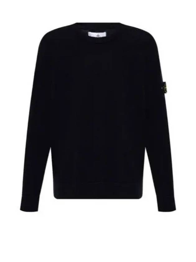 Compass Badge Crewneck Virgin Wool Knit Top Navy - STONE ISLAND - BALAAN 2