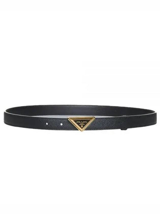 Triangle Logo Buckle Leather Belt Black - PRADA - BALAAN 2