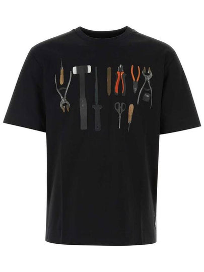 Tools Print Crew Neck Short Sleeve T-Shirt Black - FENDI - BALAAN 2