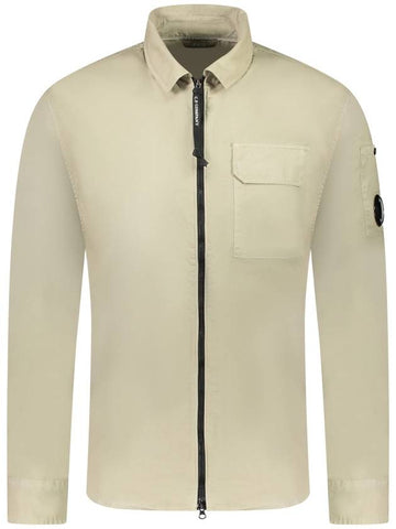 Gabardine Zipped Long Sleeve Shirt Sage - CP COMPANY - BALAAN 1