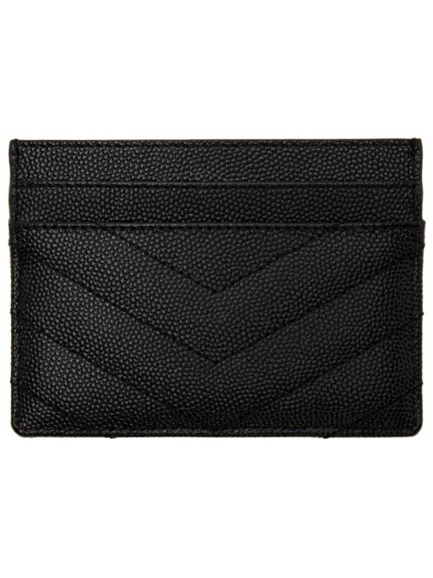 Gold Hardware Matelasse Caviar Leather Card Wallet Black - SAINT LAURENT - BALAAN 3