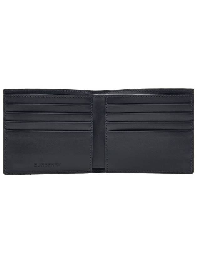 Check And Leather Half Wallet Charcoal - BURBERRY - BALAAN 11