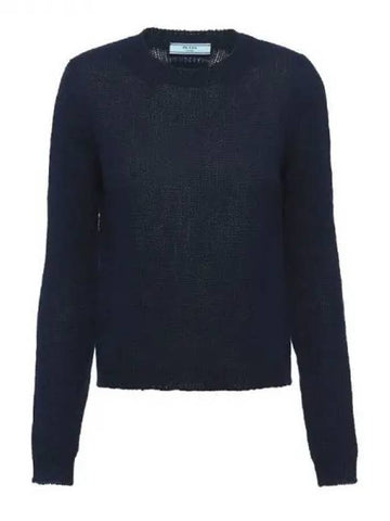 Navy cashmere crew neck knit - PRADA - BALAAN 1