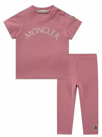 Baby Girl T shirt Leggings Top and Bottom Set Pink 8C00022 8790N 525 - MONCLER - BALAAN 1