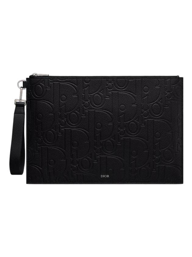 A4 Gravity Leather Grain Calfskin Pouch Bag Black - DIOR - BALAAN 1