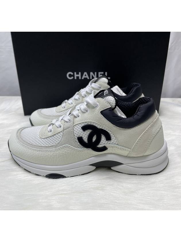 CC Logo Suede Tennis Low Top Sneakers Black - CHANEL - BALAAN 3