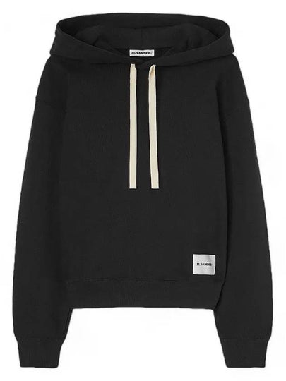 Plus Logo Patch Popover Hoodie Black - JIL SANDER - BALAAN 2