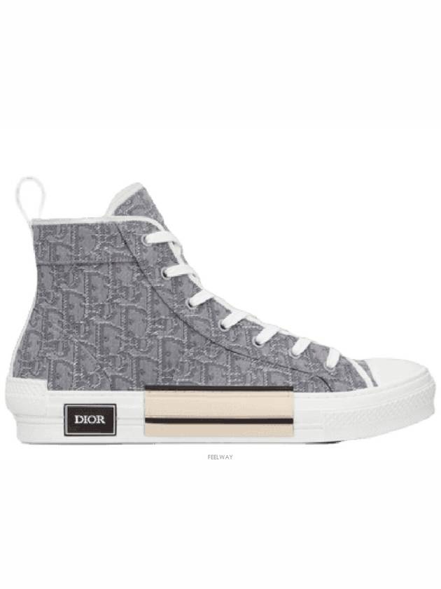 B23 Oblique Jacquard High Top Sneakers Ruthenium - DIOR - BALAAN 2