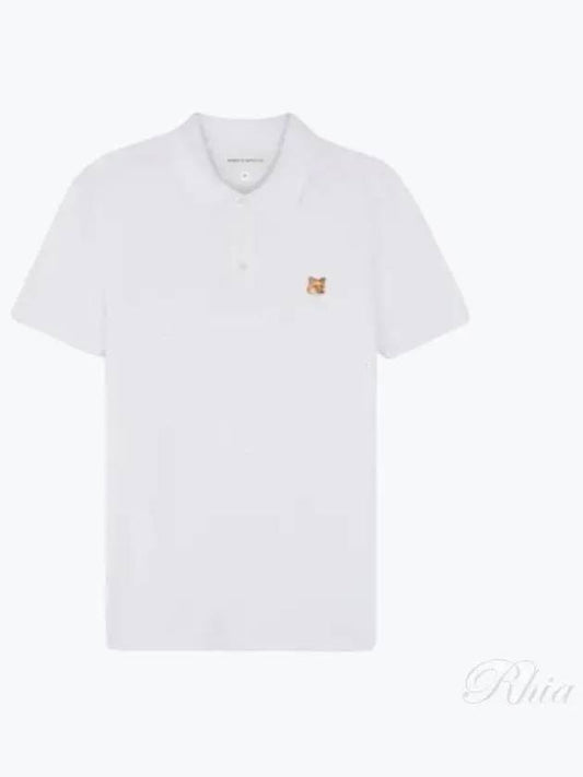 Fox Head Patch Cotton Polo Shirt White - MAISON KITSUNE - BALAAN 2