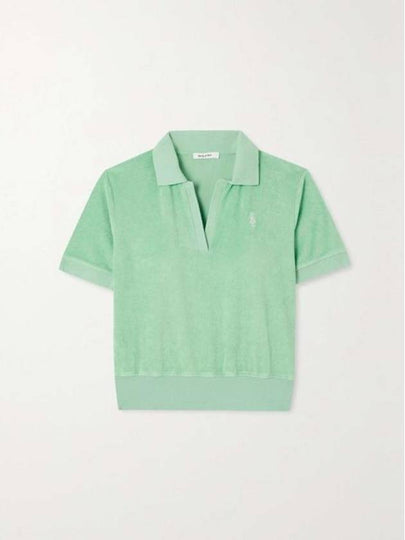 Cotton Polo Shirt Washed Kelly Green - SPORTY & RICH - BALAAN 2