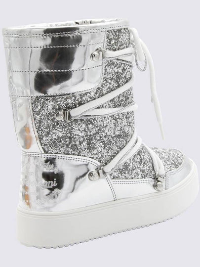 Chiara Ferragni Silver Glitter Flat Ankle Boots - CHIARA FERRAGNI - BALAAN 2