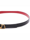 V Logo Signature Leather Belt Black Red - VALENTINO - BALAAN 6