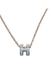 Mini Pop H Pendant Necklace Rose Gold Blue - HERMES - BALAAN 1